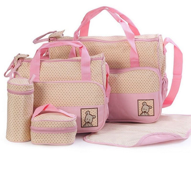 MOTOHOOD 39 * 28,5 * 17 CM 5 stücke Baby Wickeltasche Anzüge Für Mama Baby Flaschenhalter Mutter Mama Kinderwagen Mutterschaft Wickeltaschen Sets