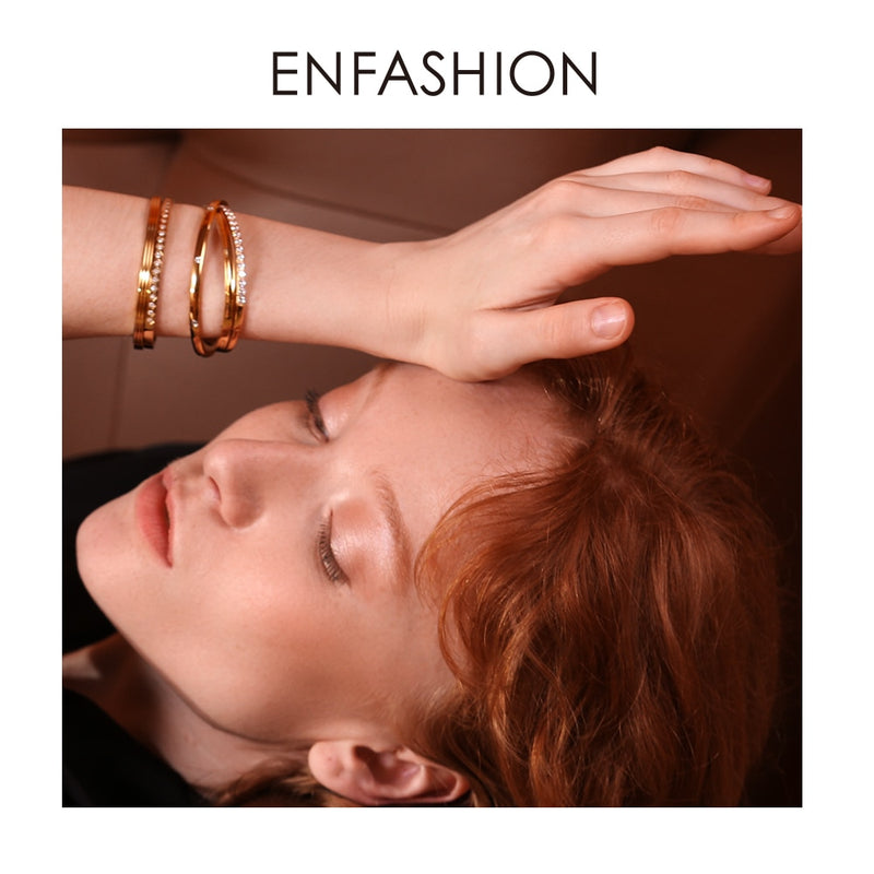 Enfashion Multilayer Cuff Bracelet Party Crystal Bangles Gold Color Stack Bracelets For Women Fashion Jewelry Wholesale 182004