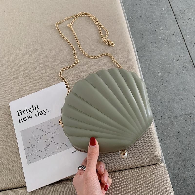 Women Summer Bag Small Sequins Shell Shape Chain Bag Ladies Fashion Sequine Samll Shoulder Bag Girls&