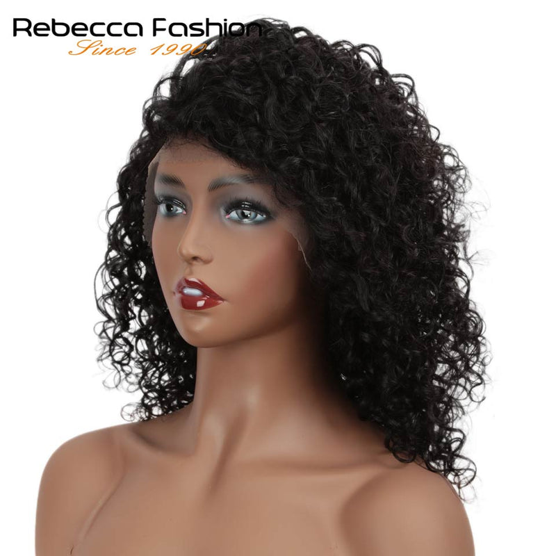 Jerry Curly Part Lace Human Hair Wigs With Baby Hair Brazilian Lace Part Short Curly Bob Wigs For Women Pre-Plucked Wig Rebecca