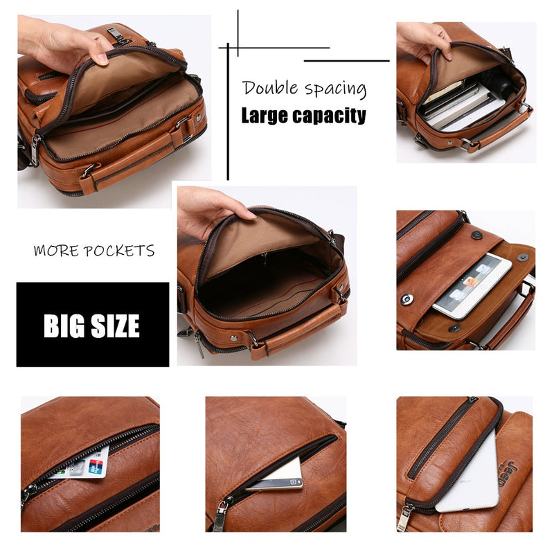 JEEP BULUO Herren Handtaschen Berühmte Marke Big Size Man Leder Umhängetasche Umhängetasche Für 9,7 Zoll iPad Casual Business