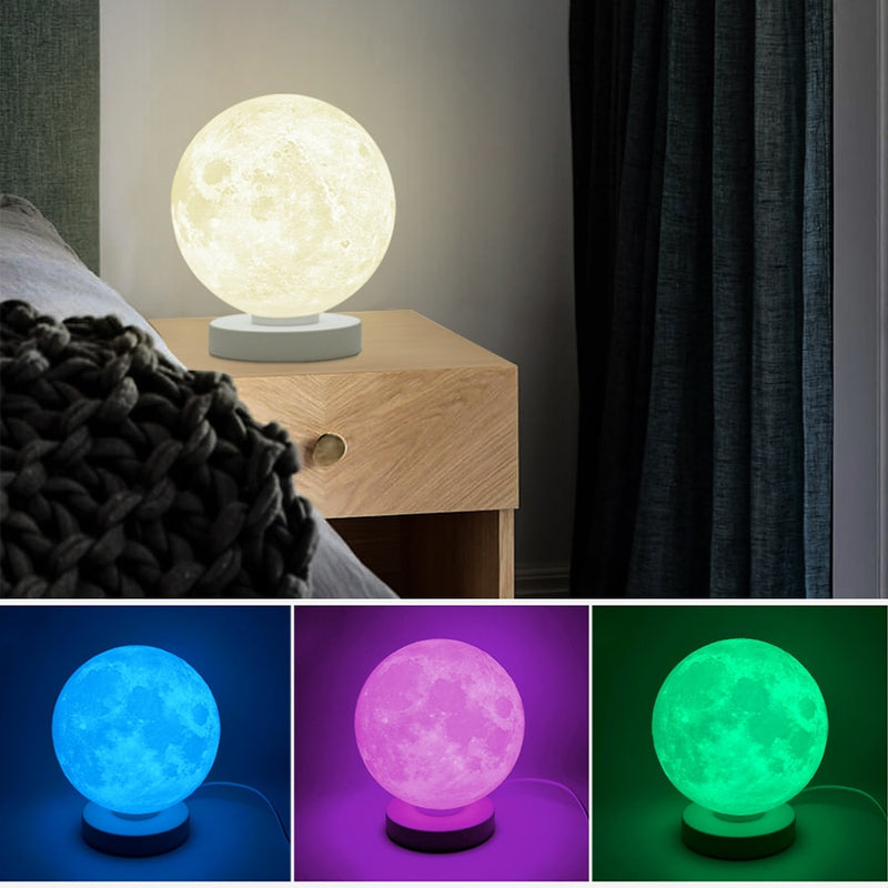 3D gedruckte intelligente Mondlampe LED-Schreibtischlampe Alexa Google Assistant WiFi-Sprachsteuerung Buntes Mondlicht Tischlicht Kreativ