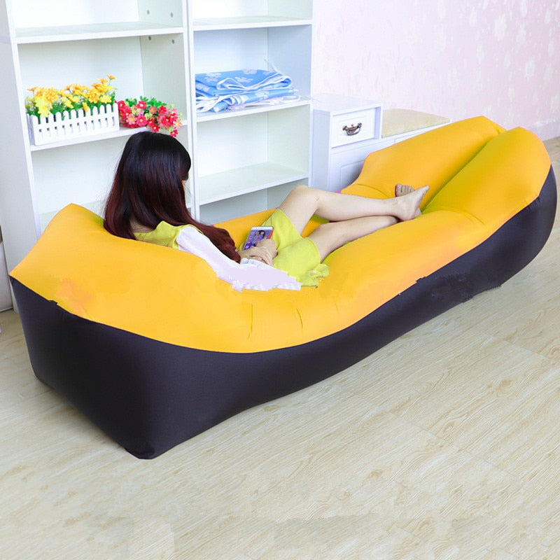 Outdoor Fast Inflatable Air Sofa Bed Quality Sleeping Bag Inflatable Air Bag Lazy Bag Beach Sofa
