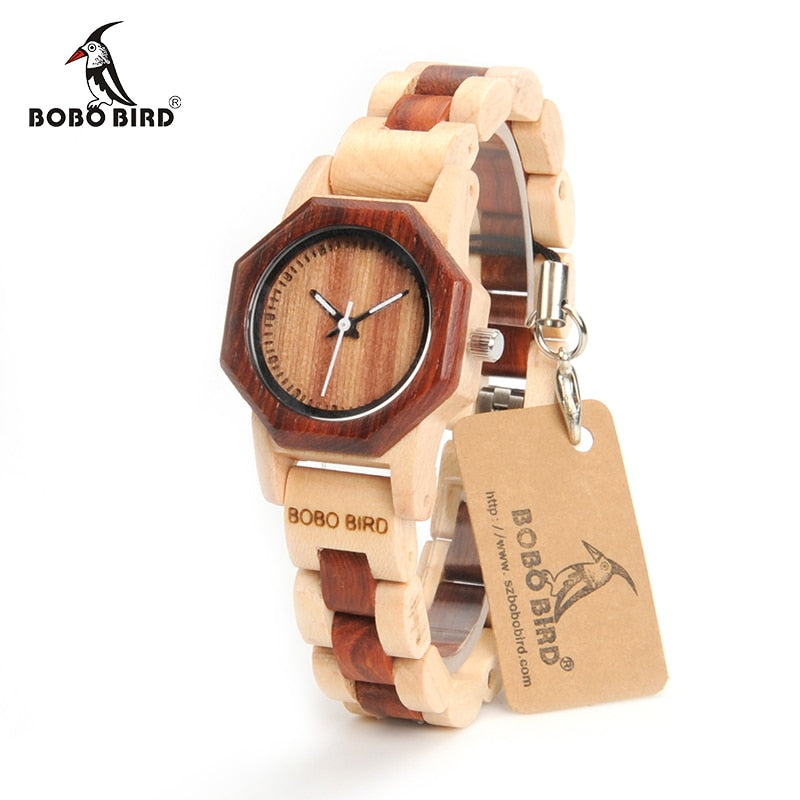 BOBO BIRD M25 Reloj de madera para mujer Movimiento de cuarzo de lujo Reloj de pulsera ligero para mujer Relojes de mujer con caja de regalo