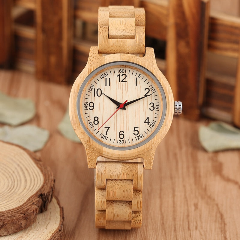 Frauen-Holz-Uhr-natürliche alle Bambus-Holz-Uhr-Uhr-Uhren Top-Marken-Luxus-Quarz-Damen-Kleideruhr-Holzarmband als beste Geschenke