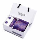 Gift box Packing  Brand Luxury Necktie Pocket Square Wedding Mens Neck TIes Silk Tie Set  Cufflinks Handkerchief