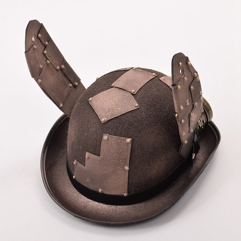 Steampunk Hut Retro Cute Rabbit Bunny Ears Goggle Billycock Bräutigam Punk Bowler Fedora Damen Top Hats