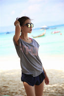 Camisetas negras transpirables para Yoga, camisetas deportivas holgadas de manga corta para Fitness, camisetas de secado rápido para correr para mujer, ropa P184