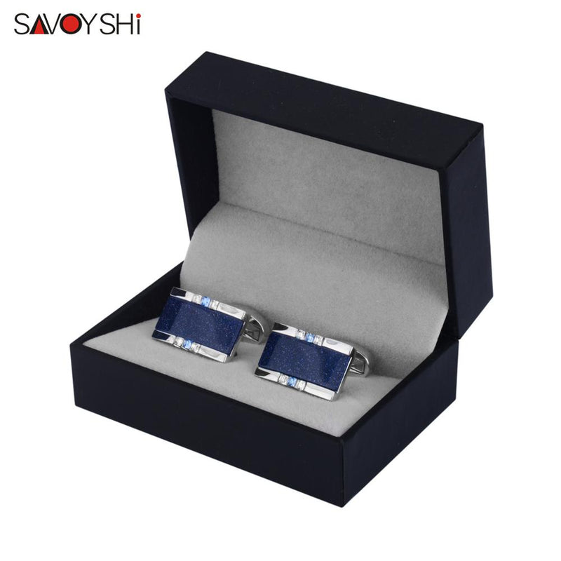 SAVOYSHI Low-key Luxury Star Stone Cufflinks for Mens Shirt Brand Cuff bottons High Quality Square Cufflinks Gift Men Jewelry