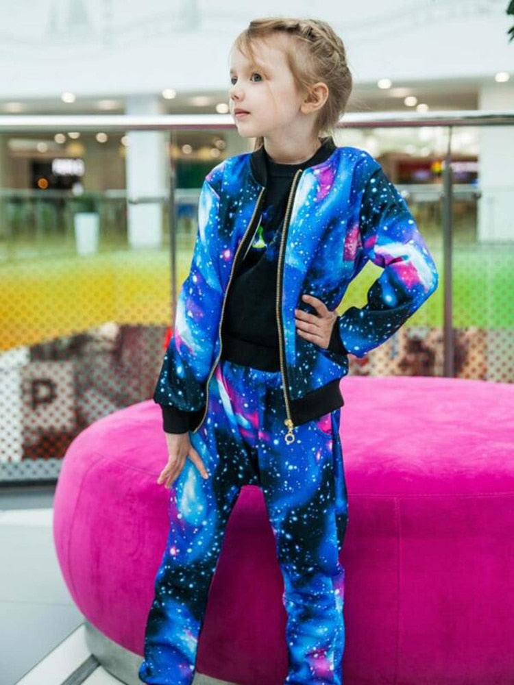 2019 Autumn Girls Clothing Sets Children Tracksuit Fashion Zipper Coat And Pant Set Kids Clothes Set Carnival Girl Sports Suit