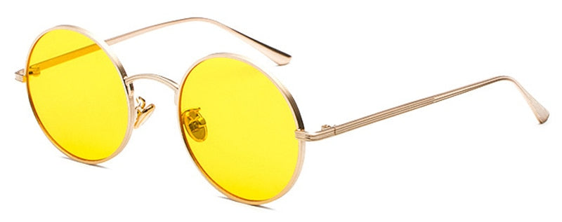 Peekaboo gold round metal frame sunglasses men retro 2018 summer style women red lens sun glasses unisex yellow pink black