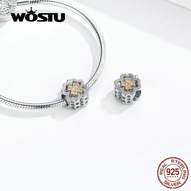 WOSTU Authentic 925 Sterling Silver Goods Luck Beads Charm Fit Original Bracelet Bangle Jewelry Lucky Gift CQC1247