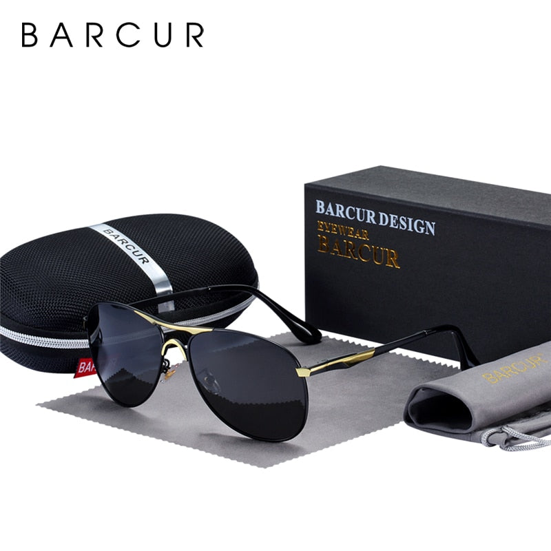 BARCUR High Quality Male Sunglasses Men Polarized Brand Design Sun Glasses Male Oculos Mens Sunglasses s8712 Brand designer