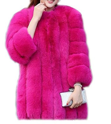 Fashion Luxury Faux Fox Fur Coat Women Plus Size S-4XL Winter Coat Thick Warm Fake Furry Fur Jacket Coats chaqueta mujer