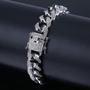 TOPGRILLZ Hip Hop Male Jewelry Bracelet Copper Iced Out Gold Color Plated CZ Stone 14mm Chain Bracelets With 7" 8" Two sizes