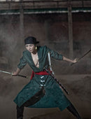 5 STÜCKE Japanischer Anime Roronoa Zoro Cosplay Kostüm Comic Halloween Cosplay Robe Full Set Perücke und Halstuch versandkostenfrei