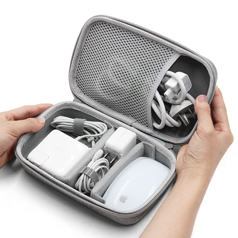 Bolsa de almacenamiento de dispositivos digitales de carcasa dura para adaptador de Mac, Cable de datos de ratón, auriculares, HDD, estuche organizador de dispositivos electrónicos