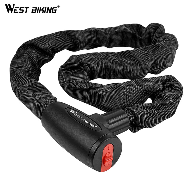 WEST BIKING Bicycle Lock MTB Road Bike Safety Anti-theft Chain Lock With 2 Keys Outdoor Cycling Bicycle Accessories Bike Lock