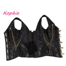 High Quality 12 Steel Bone Rivet Chain Gothic Steampunk Corset Woman&