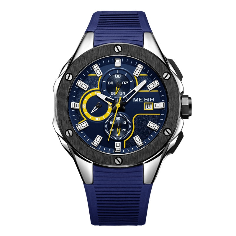 Reloj deportivo MEGIR para hombre, marca superior de lujo, resistente al agua, cronógrafo luminoso, relojes militares del ejército de cuarzo, reloj para hombre, reloj Masculino