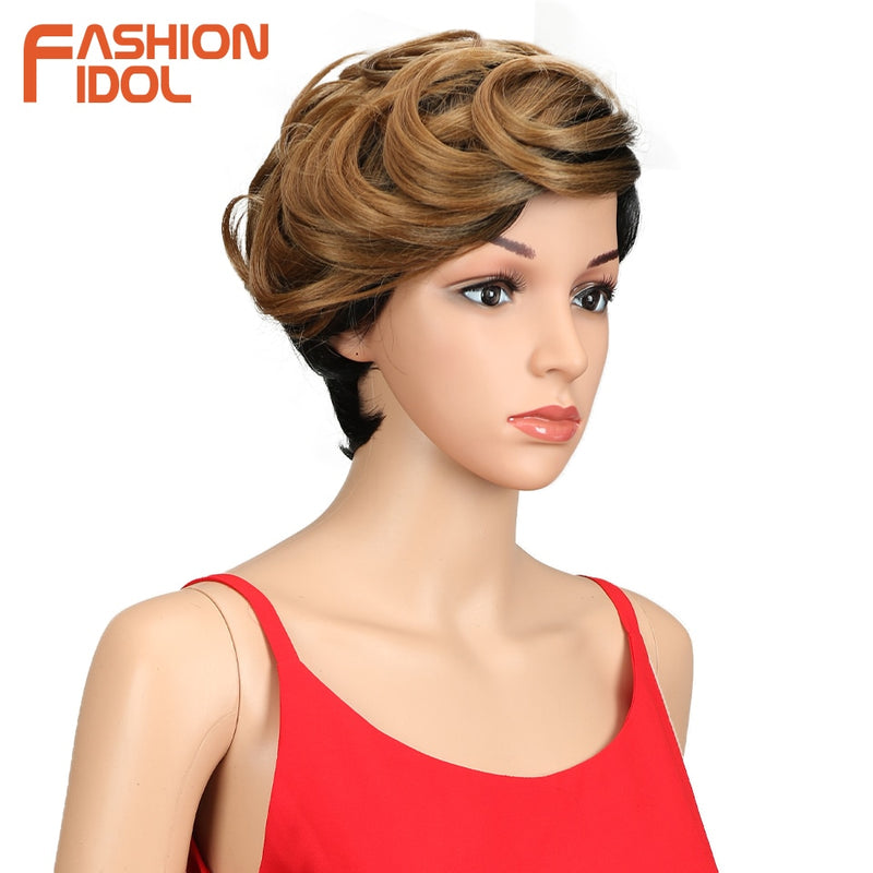 Short Wavy Wig Synthetic Hair Wigs Ombre 10 Inch Bob Wigs For Black Women Ombre Blonde Heat Resistant Cosplay Wigs Free Shipping