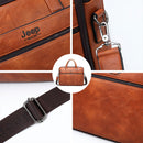 JEEP BULUO Men's Briefcase Bags For 13.3" Laptop Man Business Shoulder Bag Handbags High Quality Leather Office Black