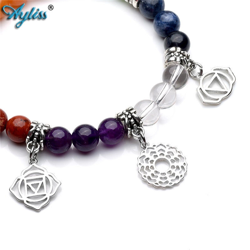 Ayliss Dropship Natural Stones Bracelet Reiki Healing Balance Energy Prayer Beads Bracelets Chakra Mala Yoga Meditation Bracelet
