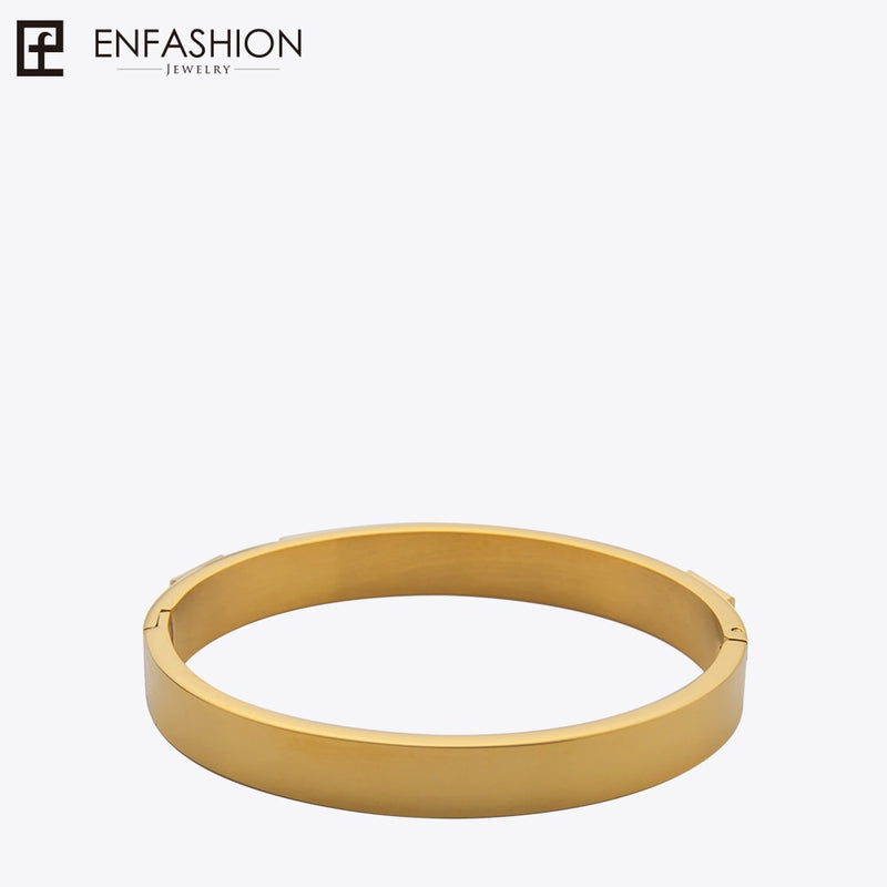 Enfashion Zirconia Crystal Cuff Bracelet Manchette Gold color Pulsera de acero inoxidable para mujer Pulseras Brazaletes 172001