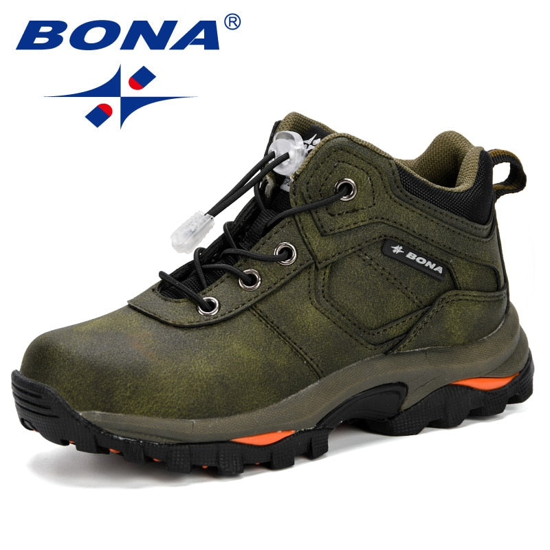 BONA Boys Girls Fashion Sneakers Children School Sport Trainers Synthetic Leather Kid Casual Skate Stylish Designer Shoes Comfy