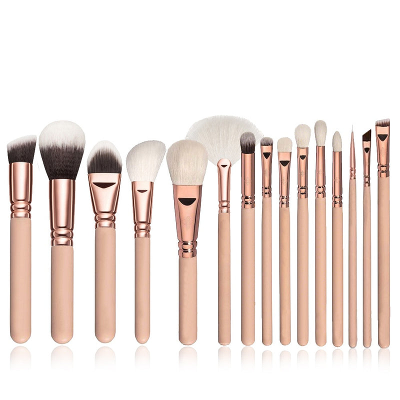 RANCAI Pro 15pcs Makeup Brushes Set Powder Foundation Eyeshadow Make Up Brushes Cosmetics Soft Synthetic Hair with Leather Case