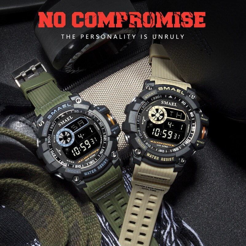 Relojes digitales militares SMAEL para hombre, reloj resistente al agua con alarma, reloj de pulsera deportivo con luz trasera LED, reloj de cuenta atrás cronógrafo para hombre 8010