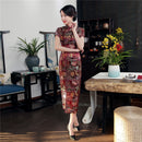 Vintage Chinese style Cheongsam Red Spring Womens Satin Long Qipao New Arrival Party Dress Mujer Vestidos Size S M L XL XXL XXXL