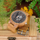 Reloj BOBO BIRD para hombre, correa de cuero auténtico, relojes de madera de cuarzo, reloj de pulsera para hombre, gran regalo para hombre, reloj masculino W-H29