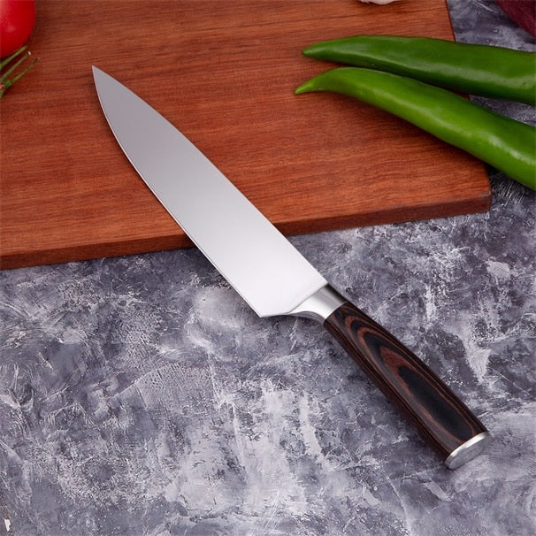 Juego de cuchillos de cocina Mokithand, cuchillos de Chef japoneses profesionales 7CR17, cuchillo para pelar carne Santoku de acero inoxidable de alto carbono