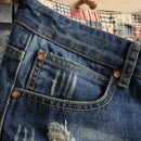 Men's Hole Denim Shorts 2022 Summer New Fashion Casual Slim Fit Ripped Retro Short Jeans Male Brand