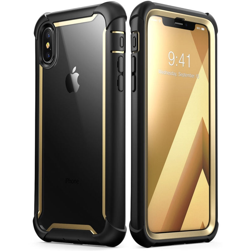 Für iPhone X Xs Hülle 5,8 Zoll Original i-Blason Ares Serie Ganzkörper-Rugged Clear Bumper Case mit integrierter Displayschutzfolie