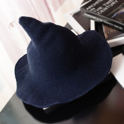 Halloween witch hat Men&#39;s and Women&#39;s wool Knit Hat Fashion Solid Hat Diversified along the Hat Girlfriend Gifts