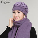 Kagenmo Rabbit Wool Knitted Yarn Hat The Elderly Hat Female Winter Hat Autumn &amp; Winter Female Winter Warm Beret Thermal Fur Cap