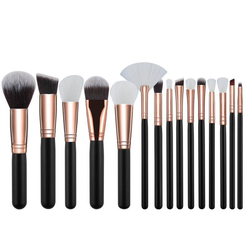 RANCAI Pro 15pcs Makeup Brushes Set Powder Foundation Eyeshadow Make Up Brushes Cosmetics Soft Synthetic Hair with Leather Case