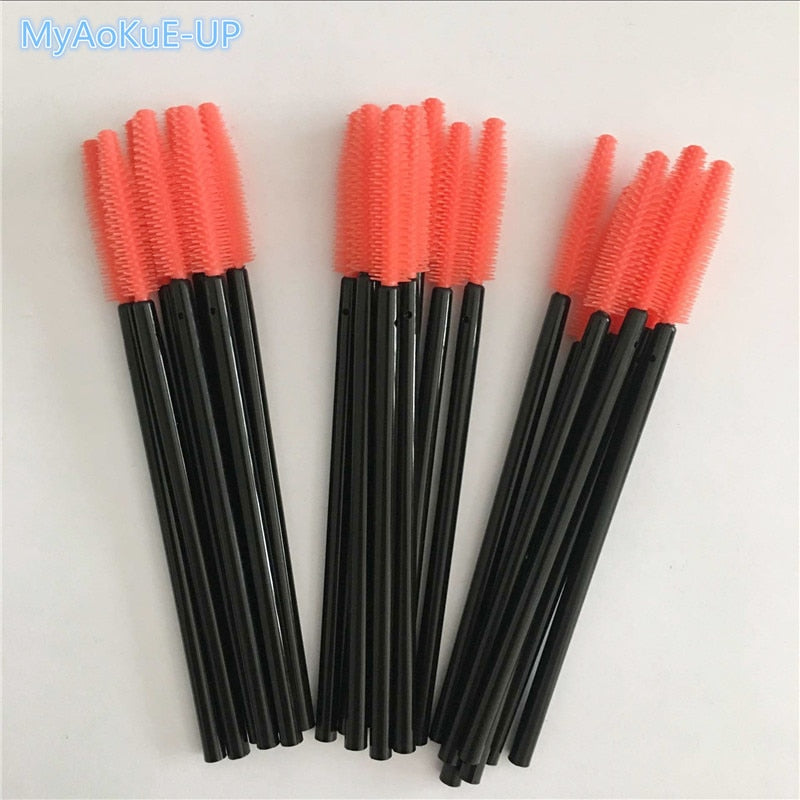 200 pcs/lot Silicone Eyelashes Brushes Mix Colors Disposable Mascara Wands Lashes Makeup Brushes For Eyelash Extension