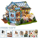 CUTEBEE DIY Dollhouse Wooden Miniature Mini Doll House with Garden to Build Furniture Kit Casa Toys for Children Birthday Gift