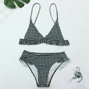 Sexy Plaid Bikini 2022 Red Green Plaid Bathing Suits Swimwear Ruffles Push Up Triangle Swimsuits Beachwear Women Swimming Suits