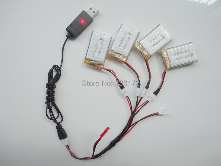 3.7v 650mah 20c battery+USB cable charger for drone  X5C X5 X5SC X5SW X5C-1 2.4G rc quadcopter parts Li-po battery