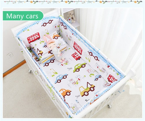 6Pcs Cartoon Baby Crib Bumpers Babies Bedding Sets Padded Baby Crib Rail Cot Bed Sheets Cotton  Customizable Baby Beddings Set