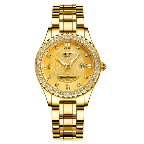 Reloj NIBOSI 2022 de oro nuevo para mujer, relojes creativos de acero para mujer, relojes de pulsera para mujer, reloj impermeable para mujer, reloj femenino