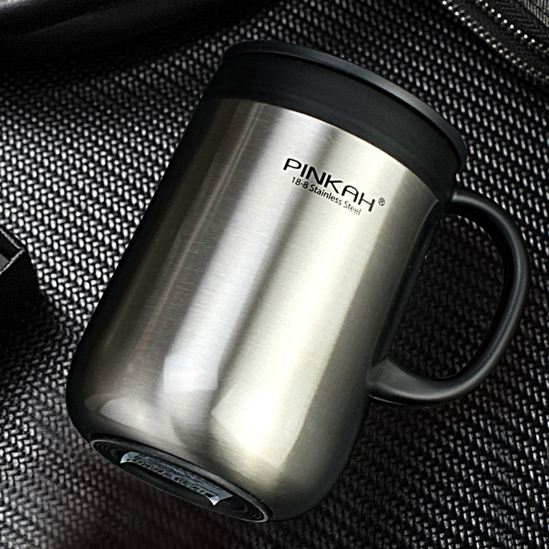 Pinkah 400ML 304 Stainless Steel Thermos Mugs Office Cup With Handle With Lid  Insulated Tea mug  Thermos Cup Office Thermoses