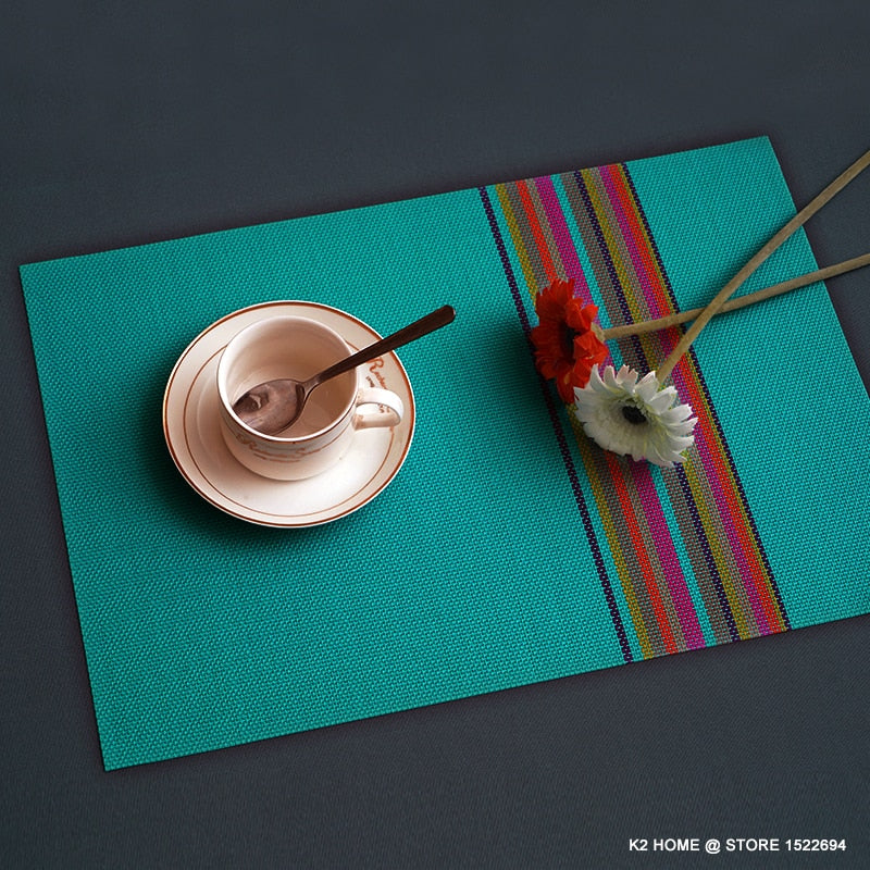 Home Decorative Table Mats PVC 45x30CM Table Placement Fashion Table Placemat Stain-resistant Table Pad Place Mat Set of 4PCS