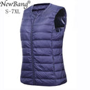 NewBang marca 6XL 7XL chaleco de gran tamaño para mujer chaleco cálido ultraligero para mujer portátil sin mangas forro cálido de invierno