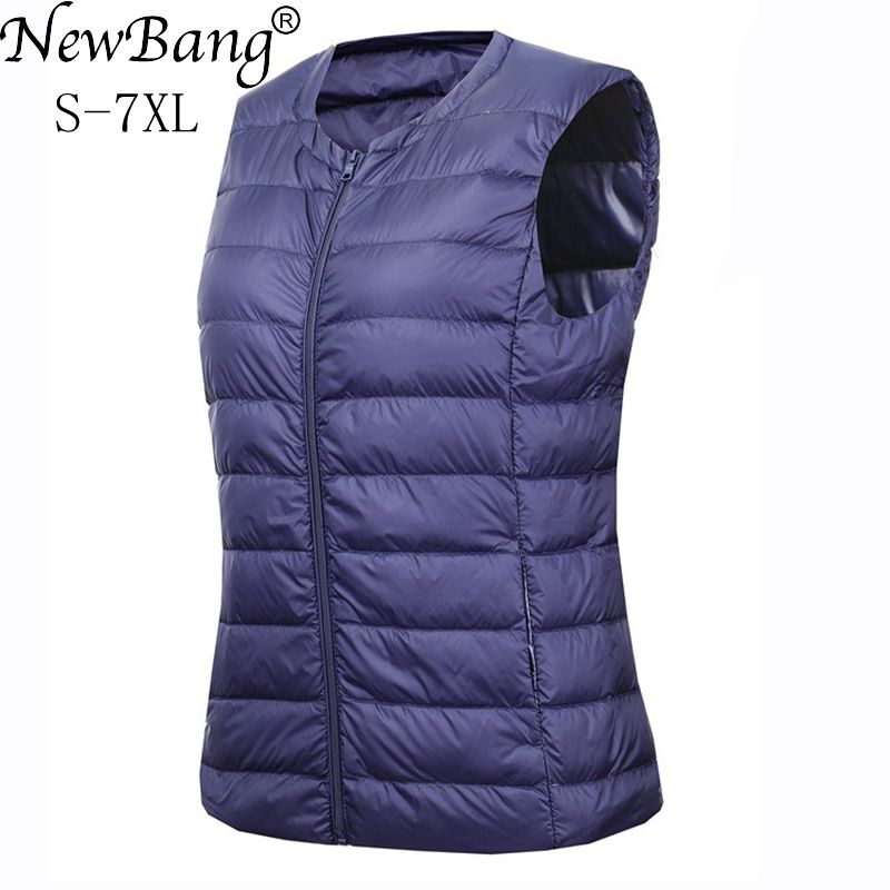 NewBang Brand 6XL 7XL Large Size Waistcoat Women's Warm Vest Ultra Light Down Vest Women Portable Sleeveless Winter Warm Liner
