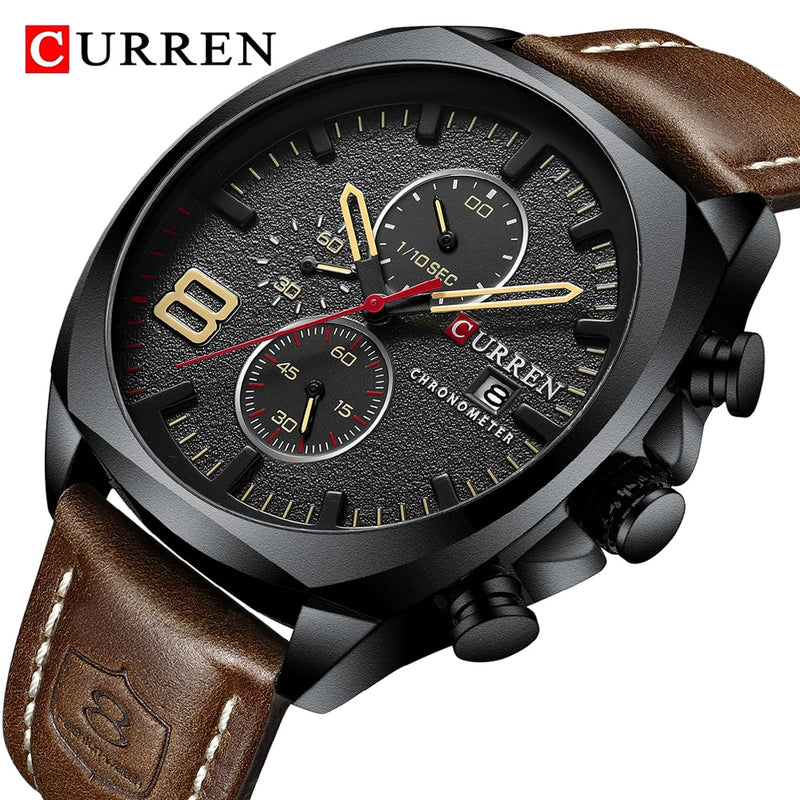 Reloj CURREN Sports Watch Men Chronograph Waterproof Leather Strap Watches Mens Luxury Brand Men&